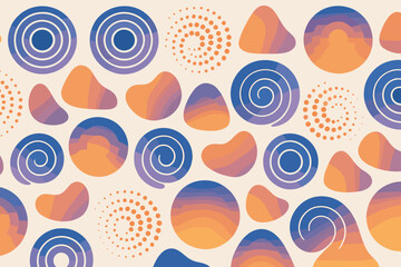 Naklejka premium Abstract gradient shapes and spirals in warm purple-orange tones