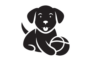 Fototapeta premium Dog Silhouette logo. Black and White Canine, Hound, Pooch, Puppy, Mutt, Tyke, Doggy.