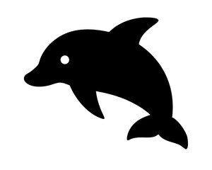 Fototapeta premium Dolphin Silhouette Vector - Simple Black Jumping Dolphin Symbol of Ocean Freedom