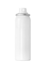 White aerosol spray can without cap isolated on transparent background for packaging or product mockup design