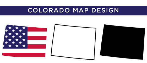 Fototapeta premium Colorado Map & USA Flag Vector Set – Patriotic Design Collection