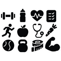 Fitness icons set isolated on white background