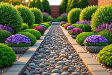 Garden path with colorful plants