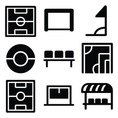 Soccer field icons set isolated on white background