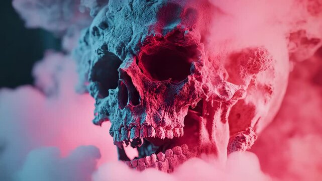 A skull with smoke coming out of it