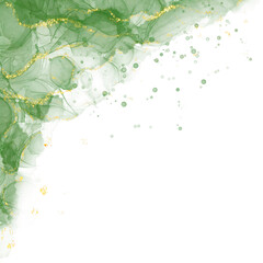 corner green alcohol ink with gold glitter