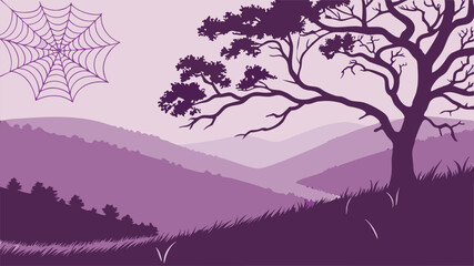 Fototapeta premium Serene Landscape Design Featuring a Majestic Tree and Rolling Hills Ideal for Branding and Logos