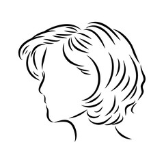 women's haircut, vector sketch