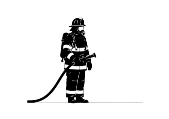 Fototapeta premium illustration, vector, firefighter, fire, emergency, equipment, safety, isolated, danger, drawing, rescue, fireman, line, protection, uniform, outline, helmet, sketch, symbol, doodle, art, fighter, sig