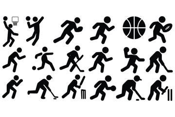 Sport icons set pictogram isolated on white background