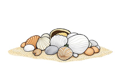 Sea Shells in Sand Pile