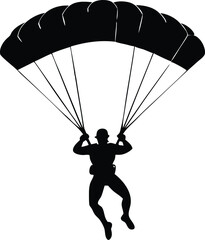 skydiver flying with parachute silhouette vector