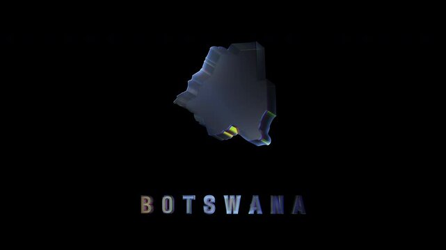 Botswana chrome glass map on dark background