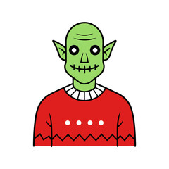 Ghoul Wearing an Ugly Christmas Sweater Vector Illustration