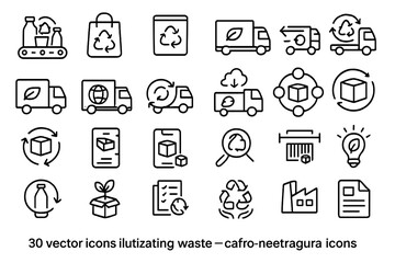 Fototapeta premium Line icon set for recycling, packaging, and eco logistics