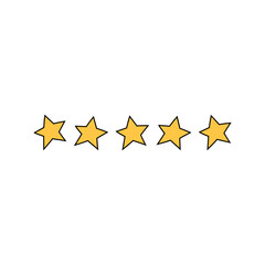 Five stars customer product rating review. Five stars icon vector 