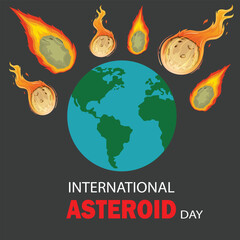 International Asteroid day, end of the world vector illustration