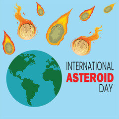 International Asteroid day, end of the world vector illustration