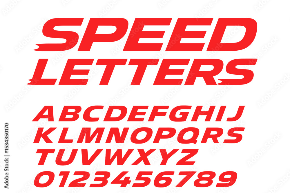 Fototapete the speed letters set features a red race font with an italic bold racing style vector latin alphabe
