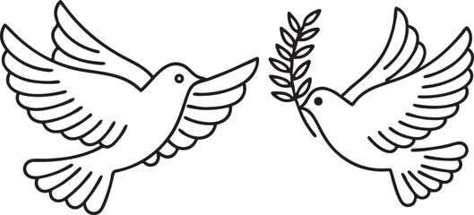White Dove Flying Vector with Olive Branch Icon for Peace Hope Charity and Global Unity Themes