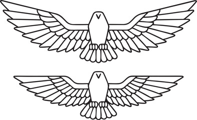 Obraz premium Flying Eagle Silhouette Vector Illustration with Wings Spread Wide Symbol of Strength and Freedom