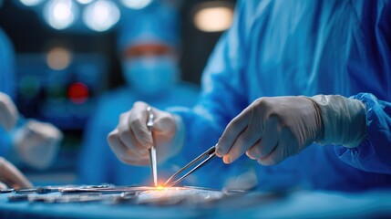 Obraz premium Surgeons Performing Operation in Operating Room