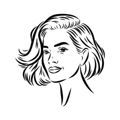 women's haircut, vector sketch
