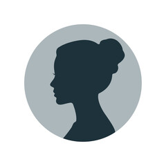 Elegant Woman Silhouette in Circle Frame for Profile Picture or Avatar with Clean and Minimalist Design Style and Neutral Color Palette