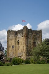 Guildford Castle with Union Jack flag,  Guildford, Surrey, England. June 2025
