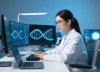 여성 의사 노트북 의료 업무 헬스케어, Woman Doctor Laptop Medical Work Healthcare
