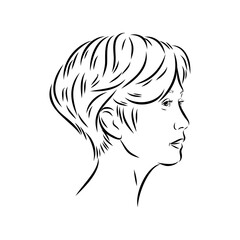women's haircut, vector sketch