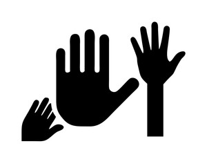 Fototapeta premium Stop Hand Silhouette Vector - Black Palm Symbol for Warning, Protest, or Traffic Sign
