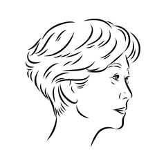 women's haircut, vector sketch