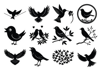 “Flying Bird Silhouette Vector on White Background”

