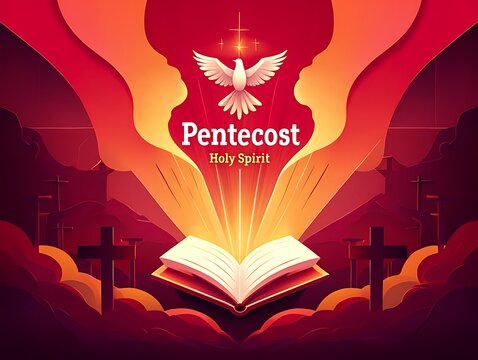 Pentecost holy spirit celebration vector illustration religious background christian symbol dove