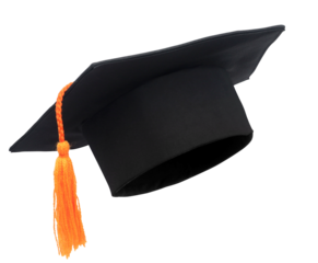 Close-up of Black graduation cap on transparent background png