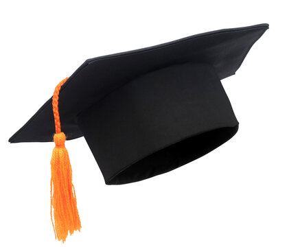 Close-up of Black graduation cap on transparent background png