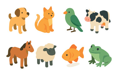 Minimalistic animal icons set – simple, 3d, and cute wildlife symbols