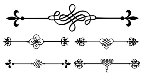 Elegant Flourish Dividers & Ornamental Rule Lines Vector Set - Vintage Decorative Accents