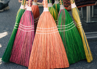 Colorful Brooms in University Square, Salzburg: A Burst of Tradition