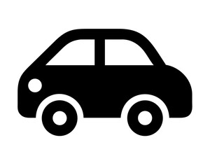 Car Silhouette Vector Icon - Minimalist Black Automotive Symbol Isolated on White