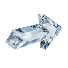 Fototapeta premium A dazzling arrow crafted from transparent crystal, elegantly pointing towards the right. The arrow's multifaceted surface catches the light, creating a captivating display.