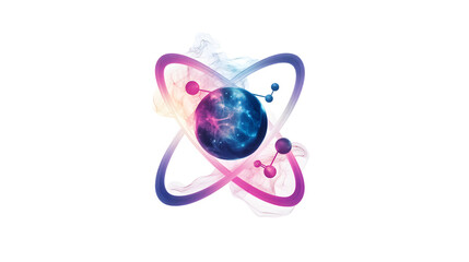 Abstract Atomic Structure with Vibrant Colors and Smoke Effects