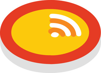 realistic 3d illustration, highly detailed, glossy, shiny, clean lines, soft shadows, warm colors, wifi icon, red and yellow concentric circles, white background
