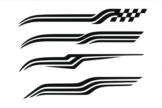 Black car stickers and sports stripes are available as racing decals for tuning