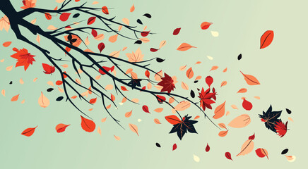 Autumn Season Sale Banner with Colorful Leaves
