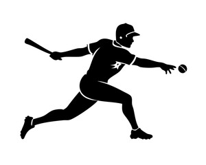 Baseball Player Action Pose Silhouette - Detailed Sports Figure for Athletics Branding, Editorial Graphics & Apparel Design