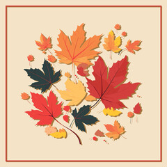 Golden Autumn Leaves Scatter with Elegant Dark Background