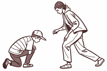 Adult and Child Interaction: Teaching or Guiding Moment Illustration