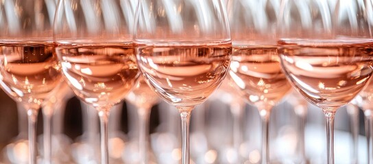 Pink Wine Glasses in Rows
